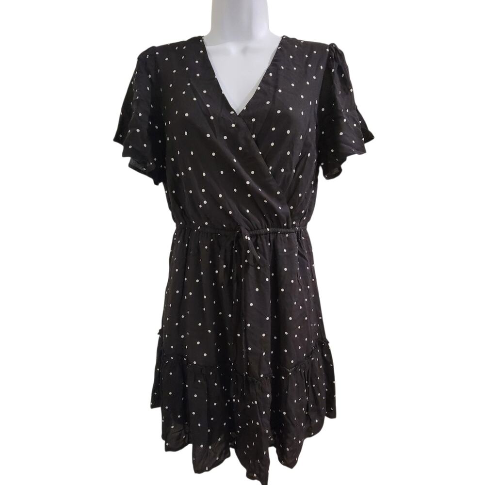 Altar'd State Black & White Polka Dot Ruffle Mini Dress – Size Small